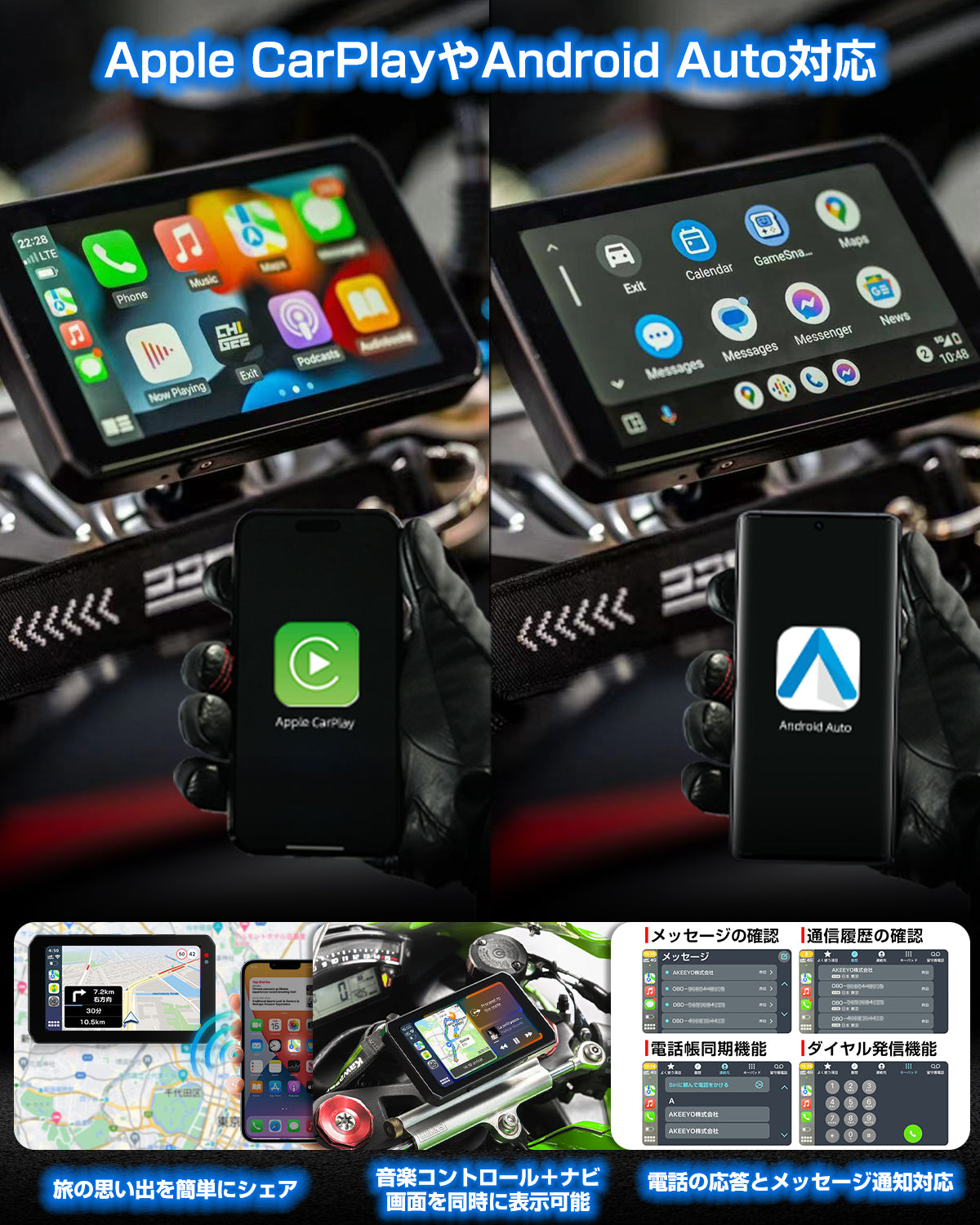 バイク専用モトスマートモニター 前後2カメラ搭載|AIO-5 Lite