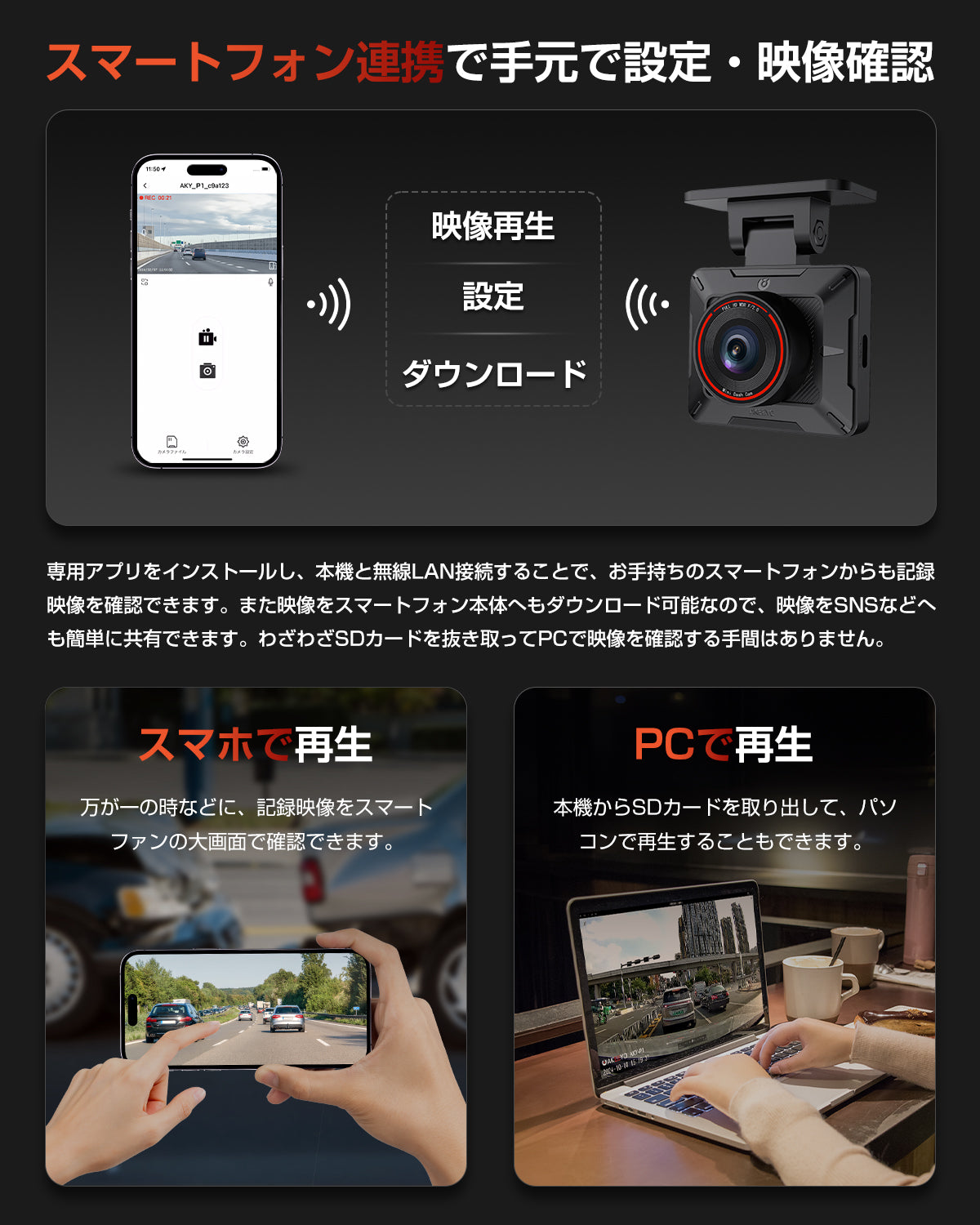 超小型ドライブレコーダー Wi-Fi搭載|AKY-P1【代引不可】