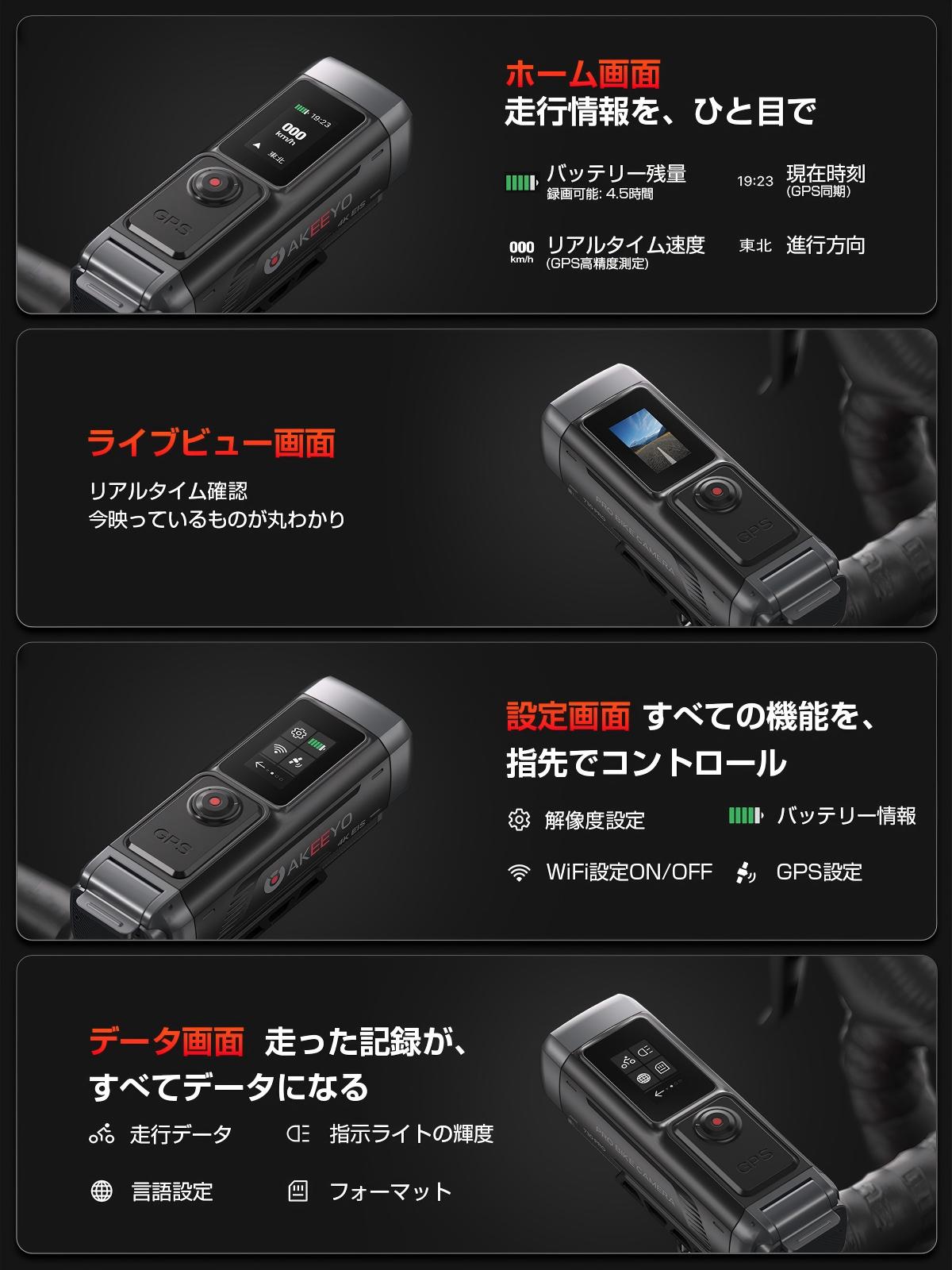 【モニター搭載】バイク・自転車用ドライブレコーダー Sony製レンズ採用 | AKY-730Pro