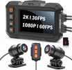 1080P@60fps 前後2カメラ バイク用 ドライブレコーダー AKY-998GX - AKEEYO