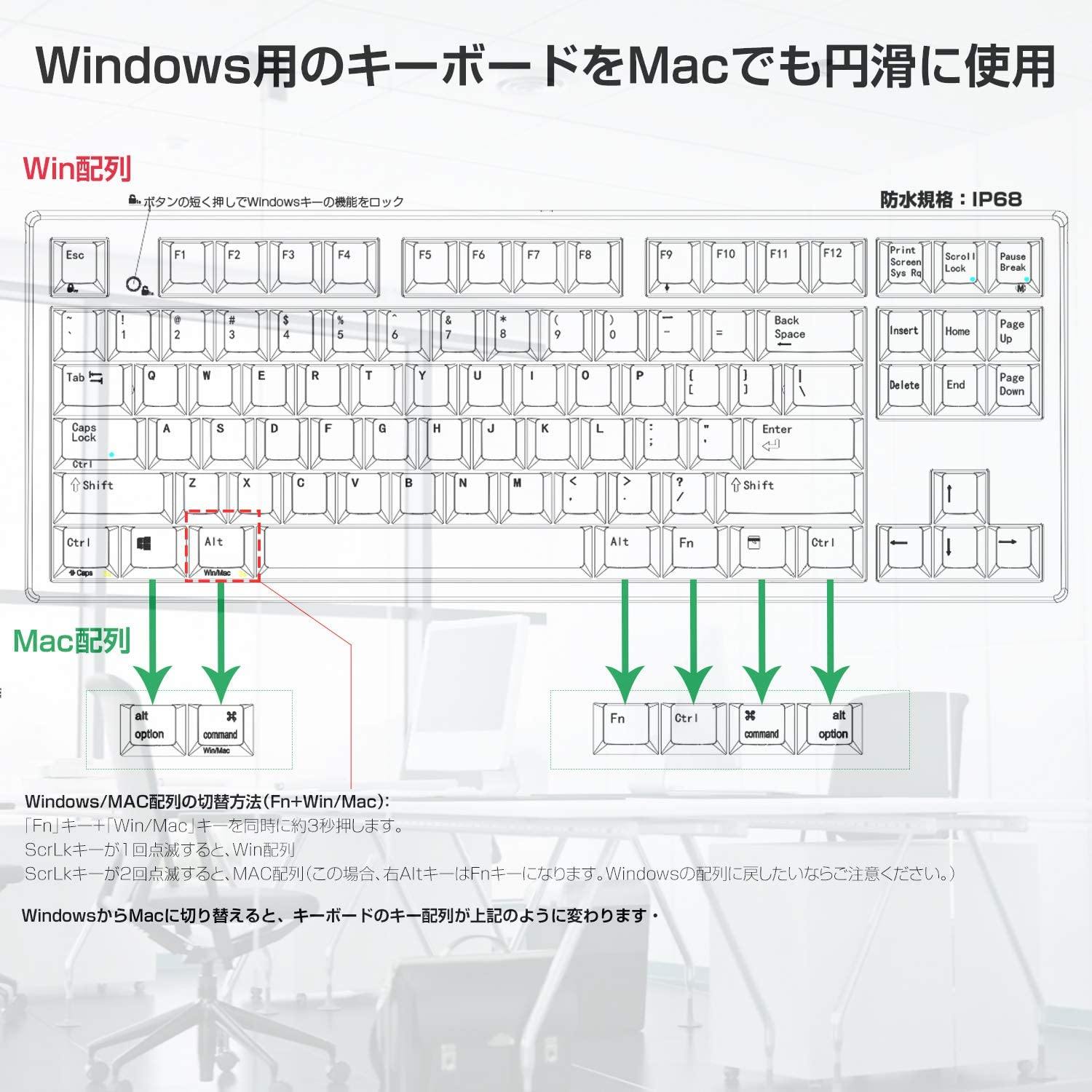 AKY-NIZ-87 防水 ゲーミングキーボード - AKEEYO
