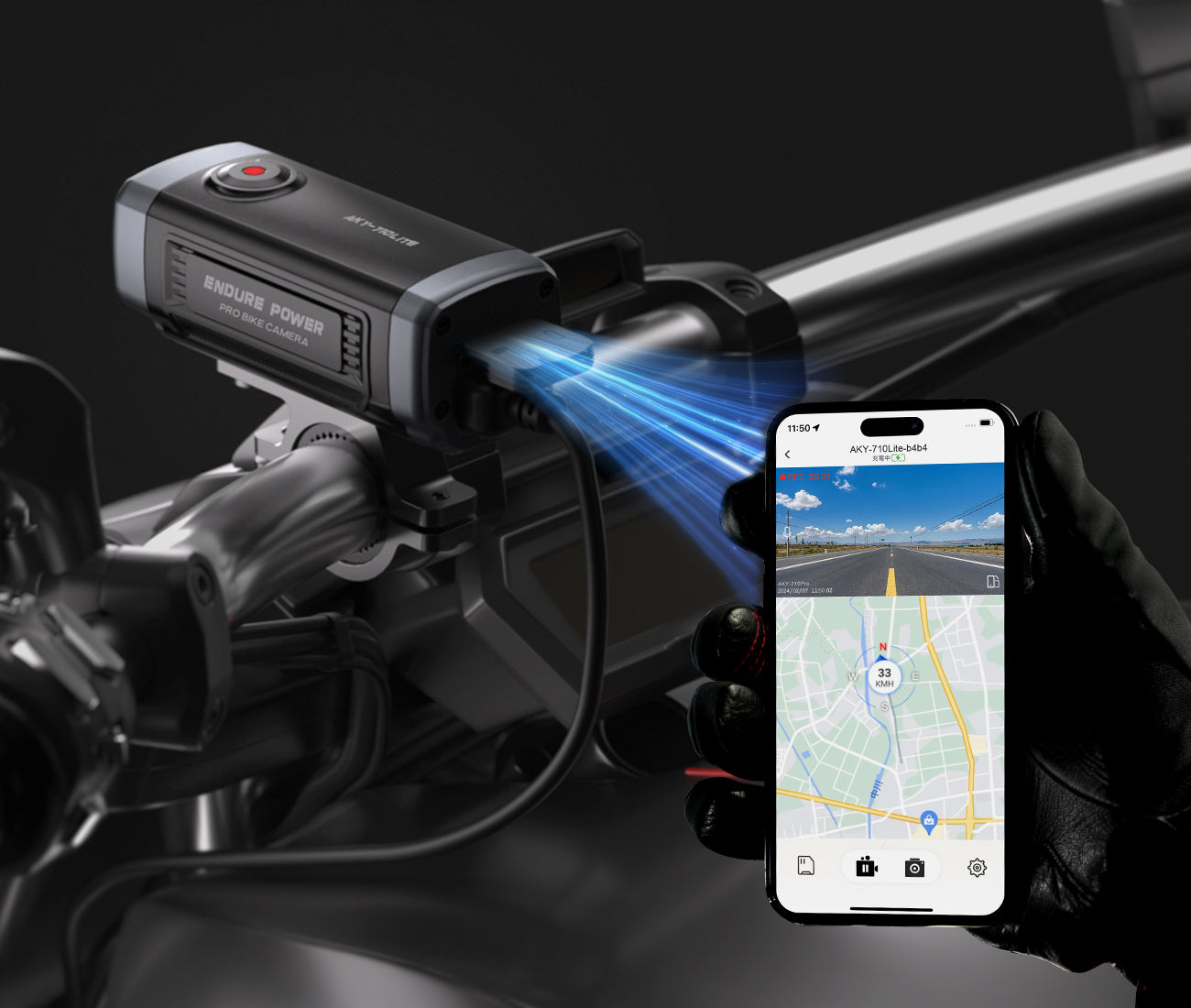 バイク用ドライブレコーダー 7.5時間録画 Wi-Fi対応 AKY-710Lite