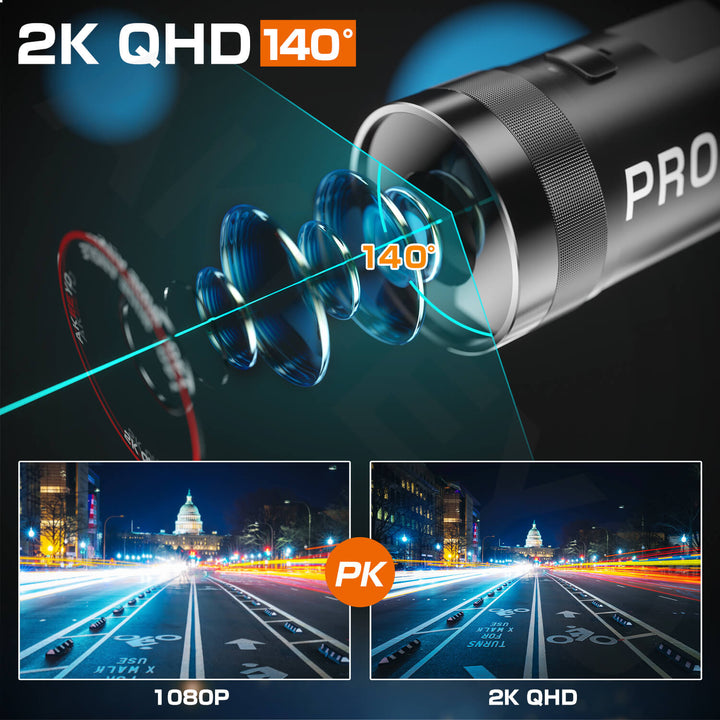 2K QHD 1440P バイク ドライブレコーダー AKY-610 PRO  32GBカード付き WiFi搭載 防水防塵 充電式 アクションカメラモード切替 400万画素 140度広角度 - AKEEYO