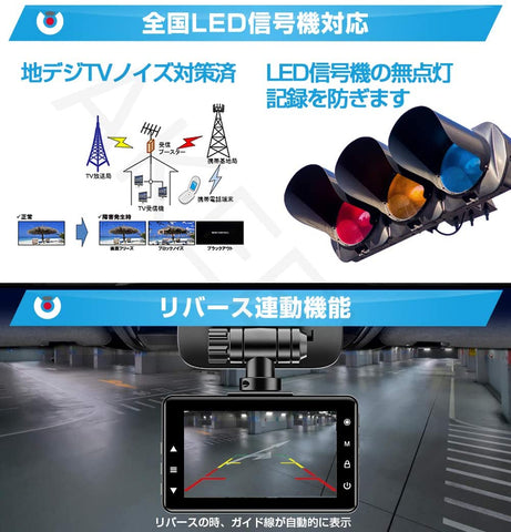 【取り付けもカンタン・180度上下反転】前後2カメラ 3インチ  小型 ドライブレコーダー AKY-E1 - AKEEYO