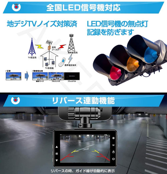 【取り付けもカンタン・180度上下反転】前後2カメラ 3インチ  小型 ドライブレコーダー AKY-E1 - AKEEYO