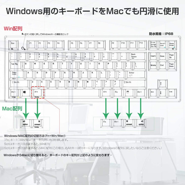 AKY-NIZ-87 防水 ゲーミングキーボード - AKEEYO