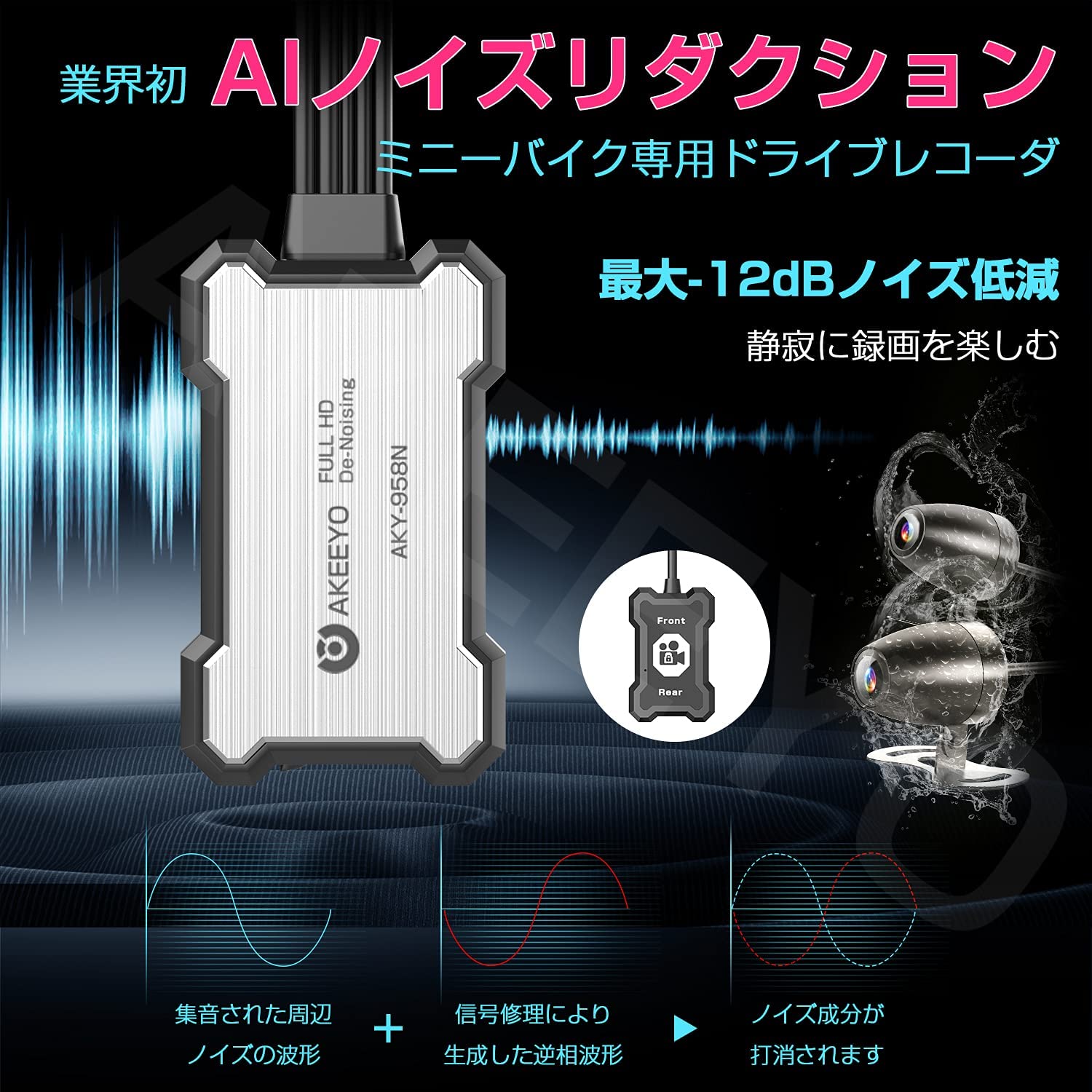 バイク用ドライブレコーダー　AKEEYO　AKY-958N  FULL HD