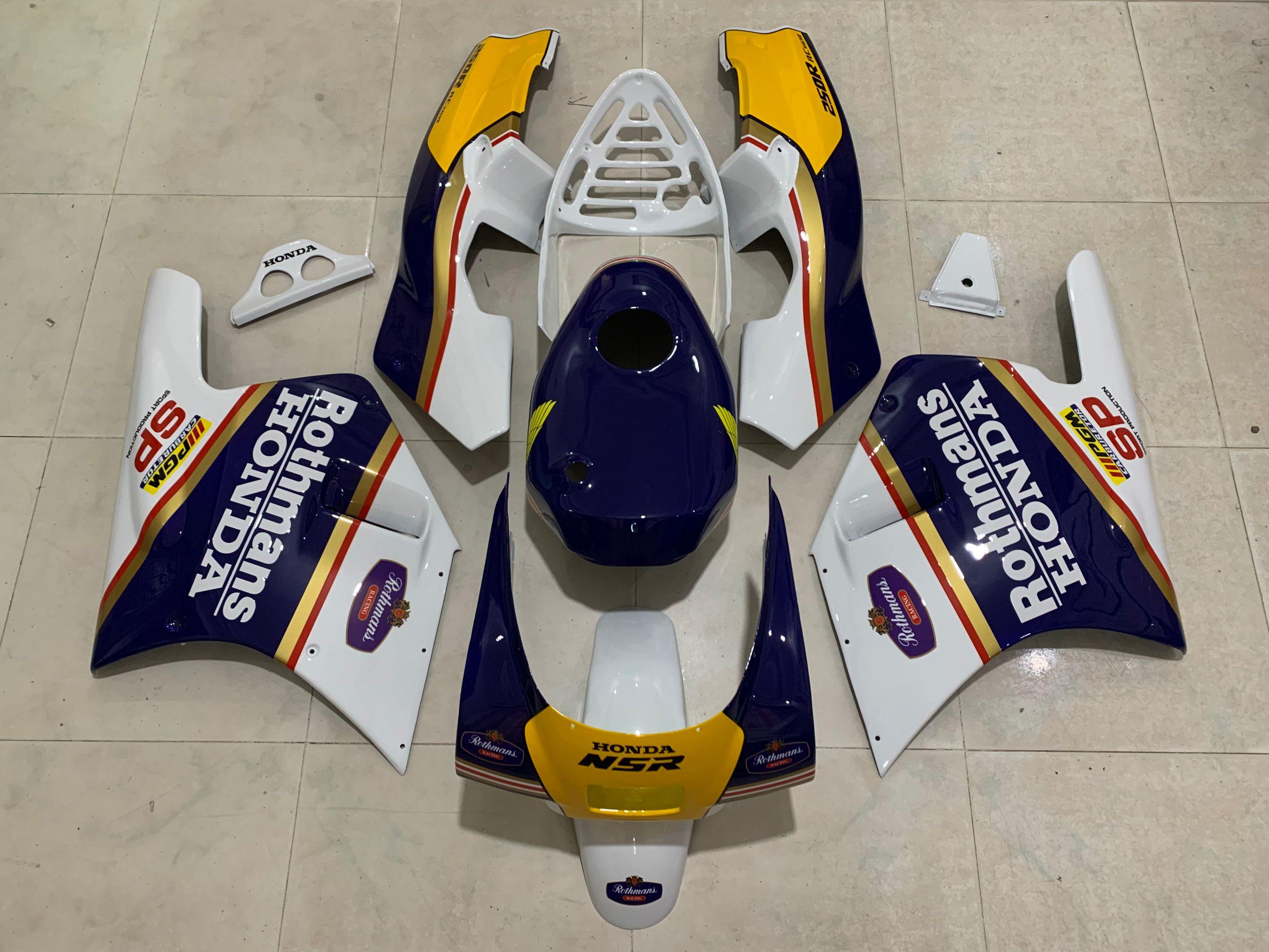 HONDA NSR250R SP Rothmans MC18 1988 外装カウル フルセット タンクカバー 透明風防スクリーンあり パーツ デカール 塗装済み - AKEEYO